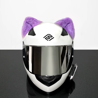 Car Ski Motorcycle Decorations for: Motosiklet dəbilqələri - one-size-fits-all-a-pair-of-kuromi-purple-three-dimensional-cat-ears-metal-support-included