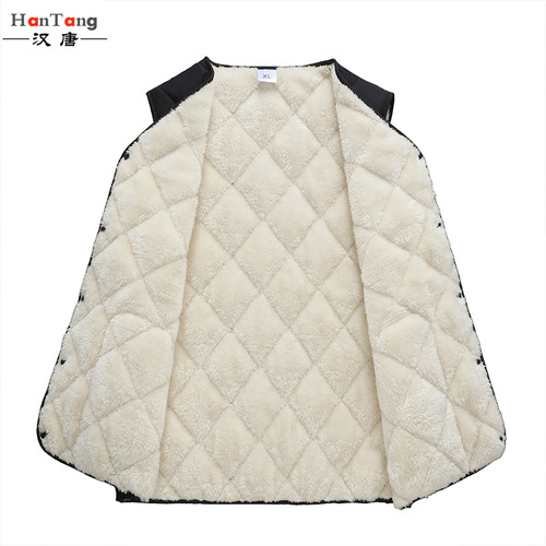 Men's winter leisure warm lined three-layer padded cotton vest