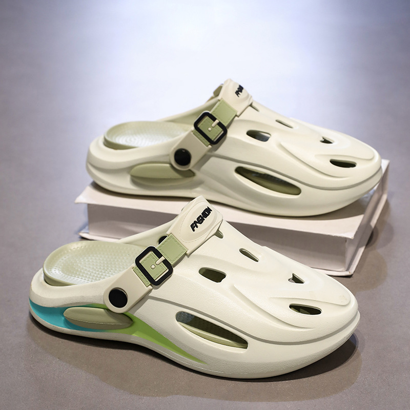 Primavera y verano cómodas sandalias de hombre de uso exterior de playa de coco hogar casual perezoso transpirable multicolor zapatos planos