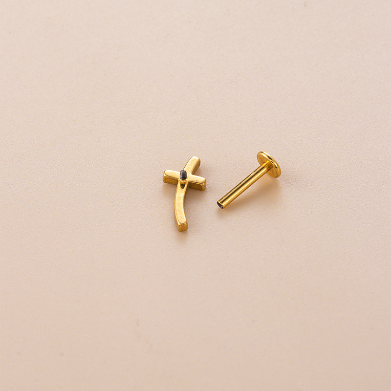 Fashion Heart Shape Titanium Steel Plating Zircon lip stud Ear Studs 1 Piece