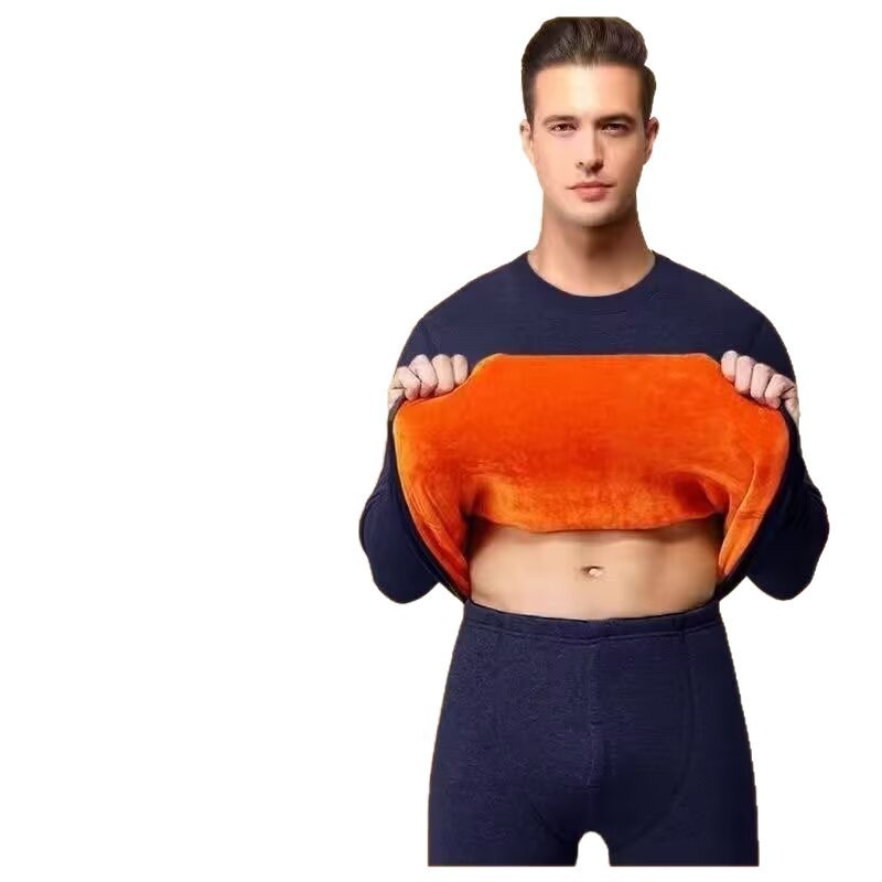 Comercio exterior para hombres ropa interior cálida set de oro terciopelo más terciopelo grueso abrigo de invierno pantalones de invierno a prueba de frío de cuello alto