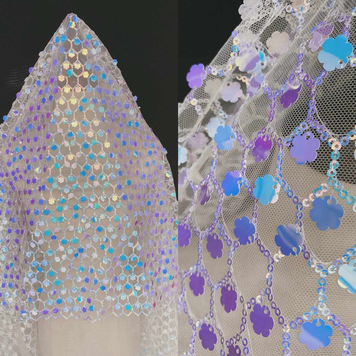 Импортированные синие ногти sequins, платье, ткань дизайна
