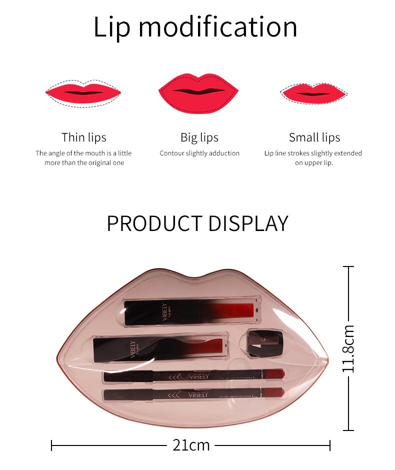 VIBELY Matte nude lip liner pen Lip gloss Set, non-stick cup, non-fading liquid lip gloss, cross-border undefined
