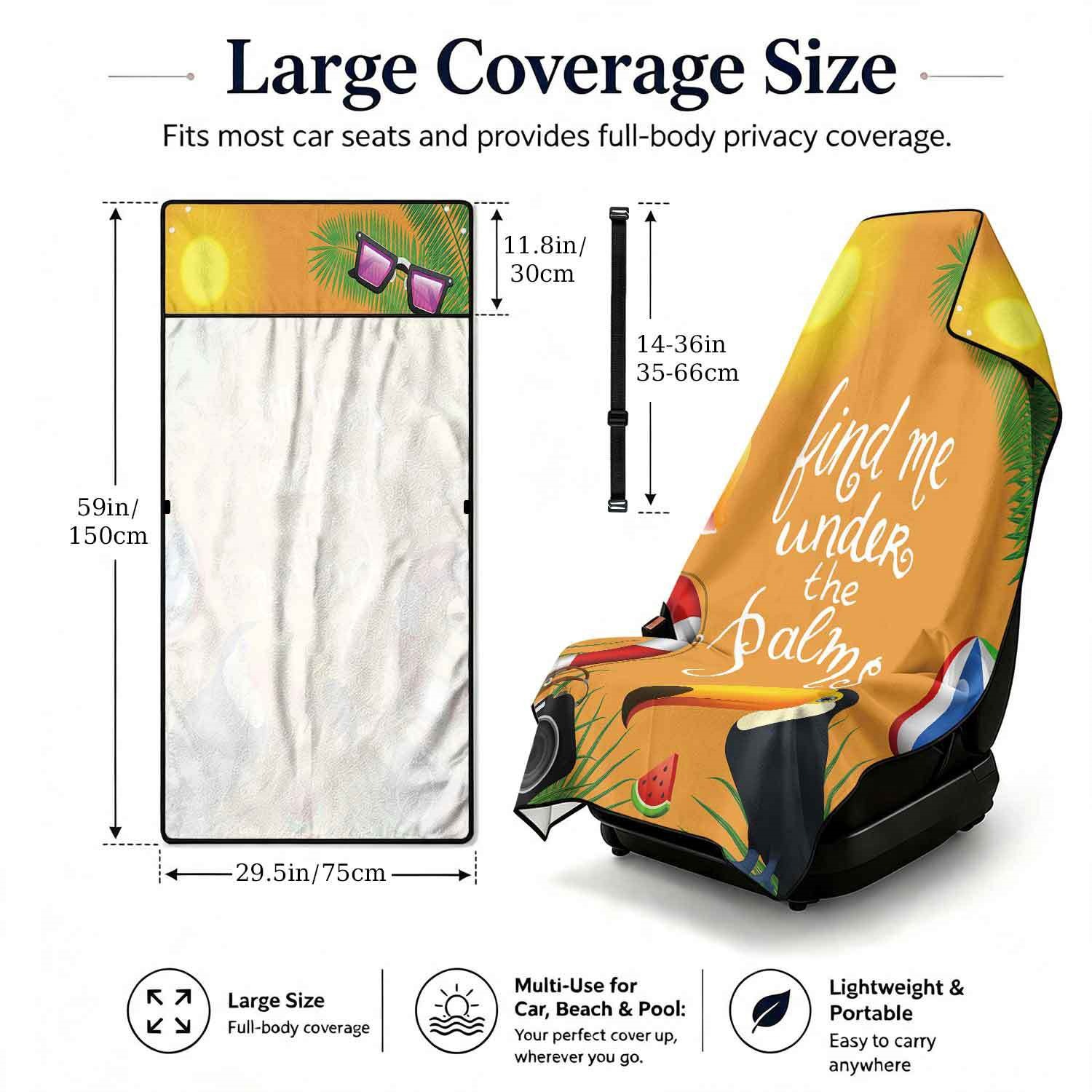 Summer bath towel and car seat cover 2-in-1, ultra-fine fiber outdoor beach and car dual-use universal seat cushion