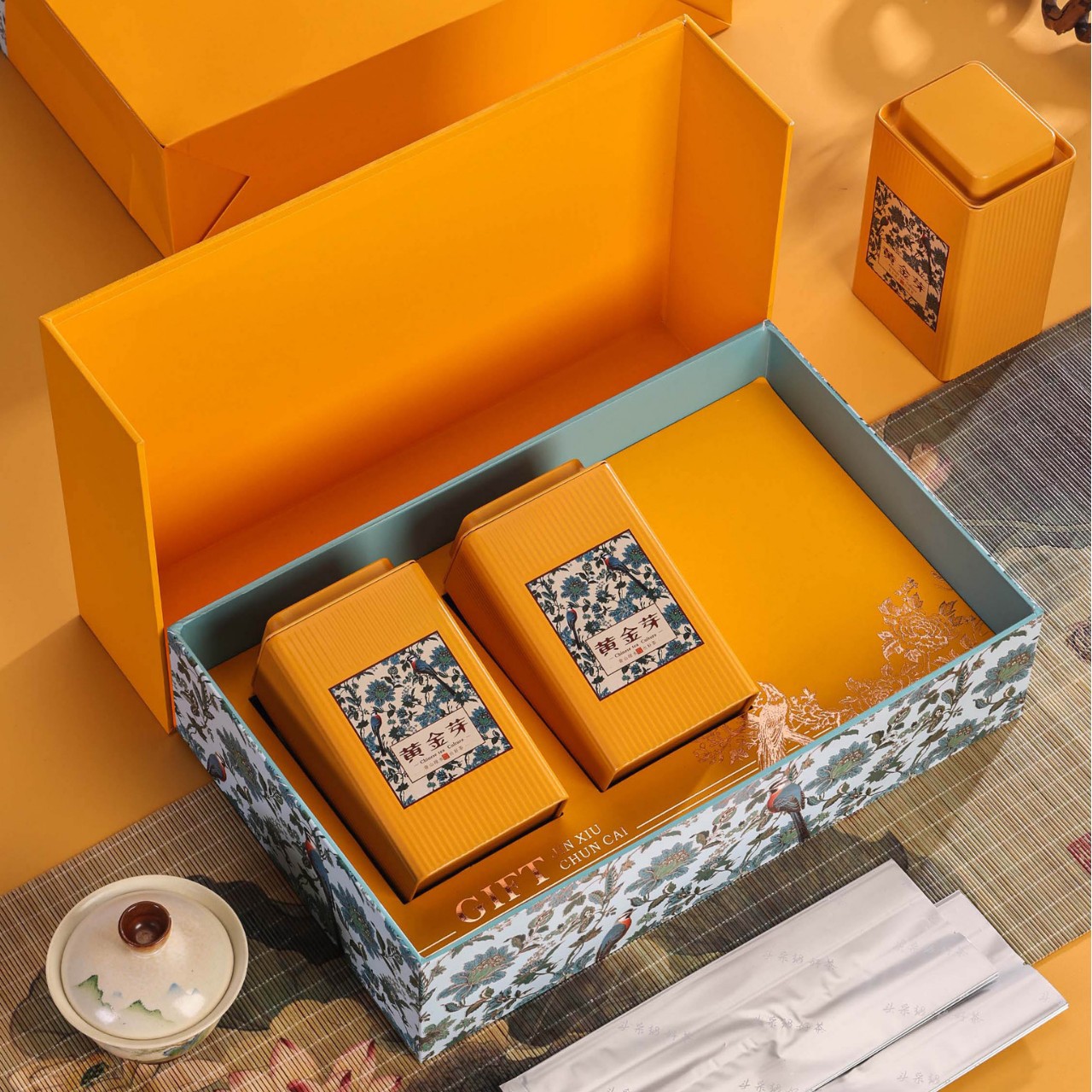 高档100g250g黄金芽茶叶礼盒装空盒子黄金芽茶叶罐礼品盒包装盒子