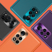 适用华为Pura70素皮手机壳Mate60Pro+金属镜头荣耀100精孔保护套