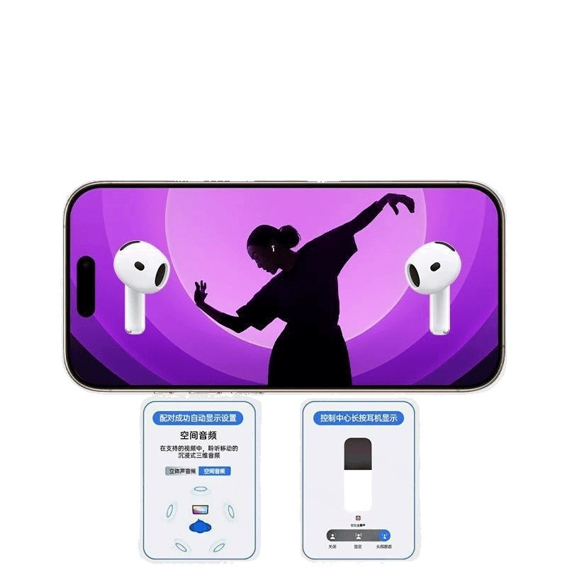 QH Bluetooth наушники-гарнитура AirPods 4-го поколения, настоящий беспроводной, модель 2024 года, подходит для Apple iPhone четвертого поколения