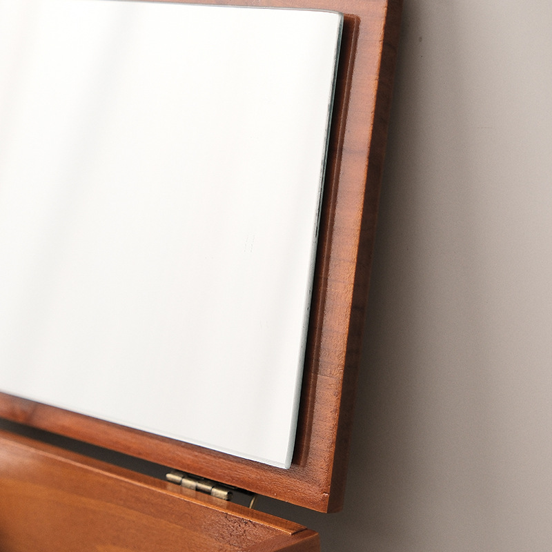 Nueva caja de almacenamiento de escritorio, gabinete de almacenamiento de cosméticos para el hogar, retro de madera, de gran capacidad, caja de cosméticos de madera maciza para escritorio