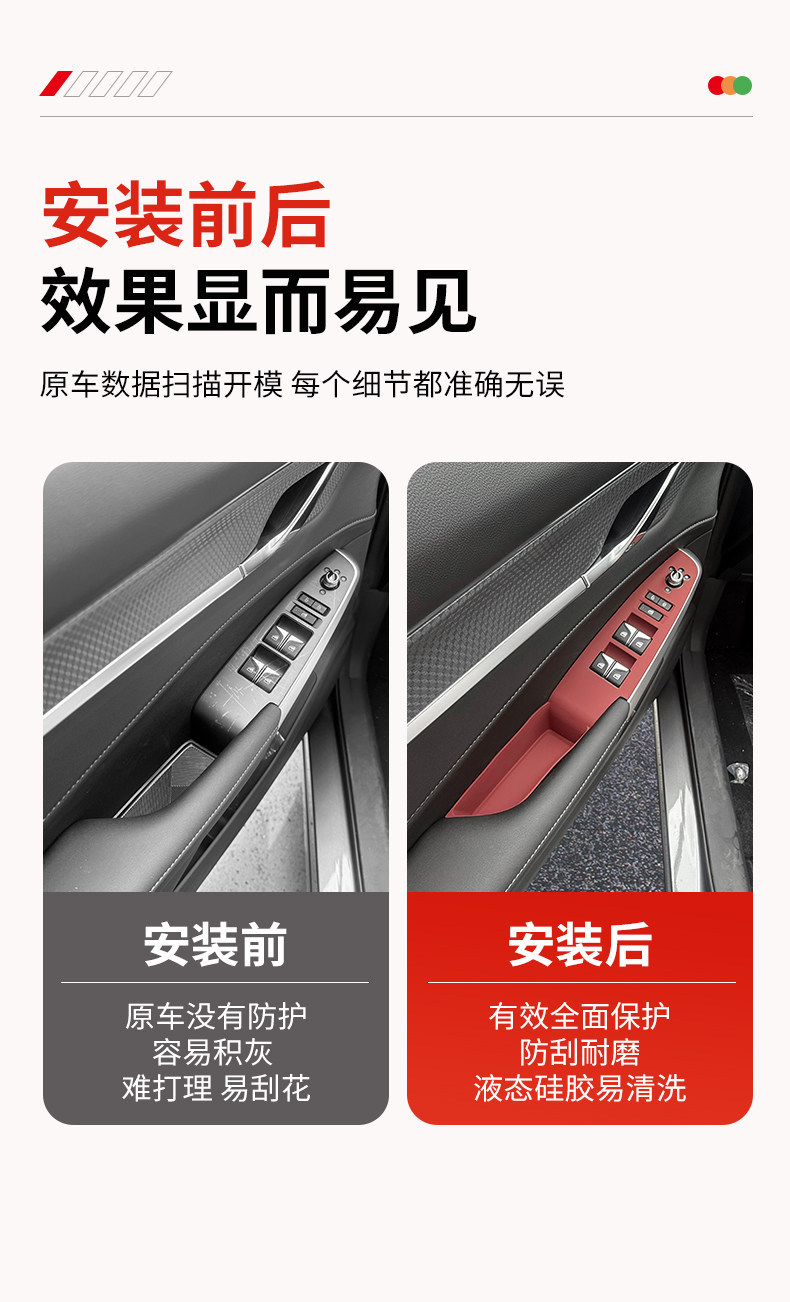 Changan Second and Third Generation Cs75Plus Center Console Gear Shift Silicone Protective Pad, Door Window Button Anti-Slip Mat Modification