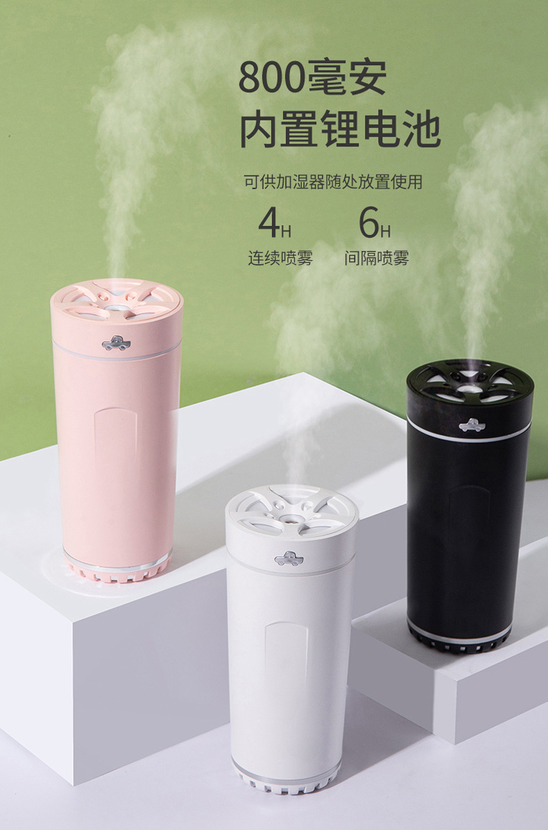 跨境新品炫风杯加湿器 小型迷你雾化器usb静音车载跑马灯加湿器详情3