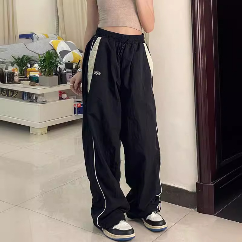 2023 New Y2K Retro Fashion Casual Street Hip Hop Women's High Waist Loose Loose Sports Wide Leg Pants