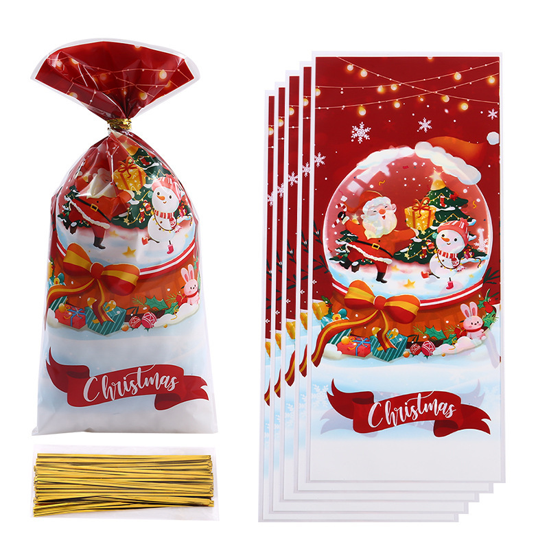 2025 新しいクリスマスキャンディバッグサンタクロースギフトバッグホリデーパーティーギフトクッキー opp フラットバッグ|undefined