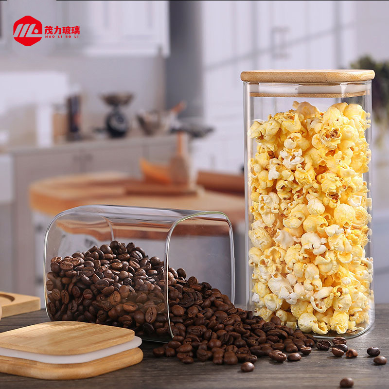 竹盖糖果茶叶收纳瓶大容量食品密封玻璃罐厨房杂粮储存储物罐批发