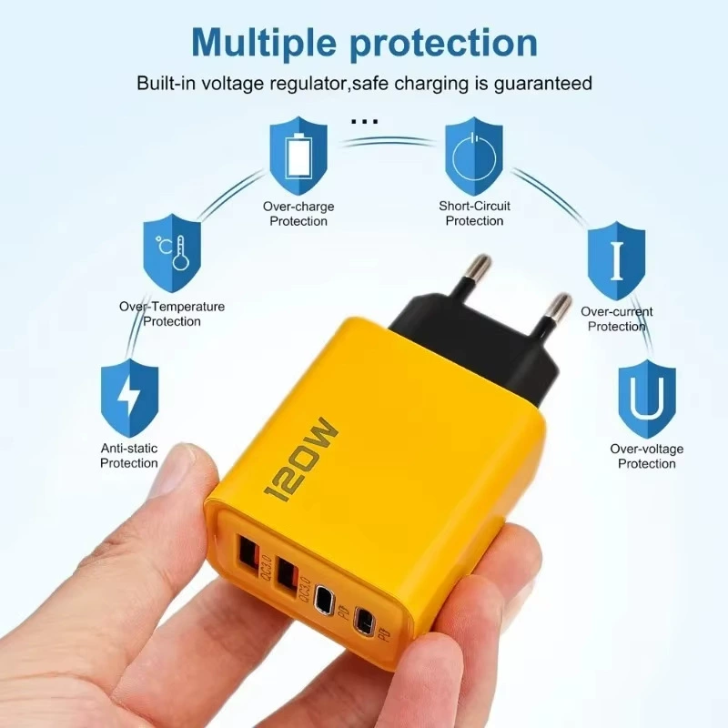 Кроссбордер 120Вт быстрая зарядка 4 порта USB Type-C для iPhone15 Xiaomi Samsung зарядное устройство