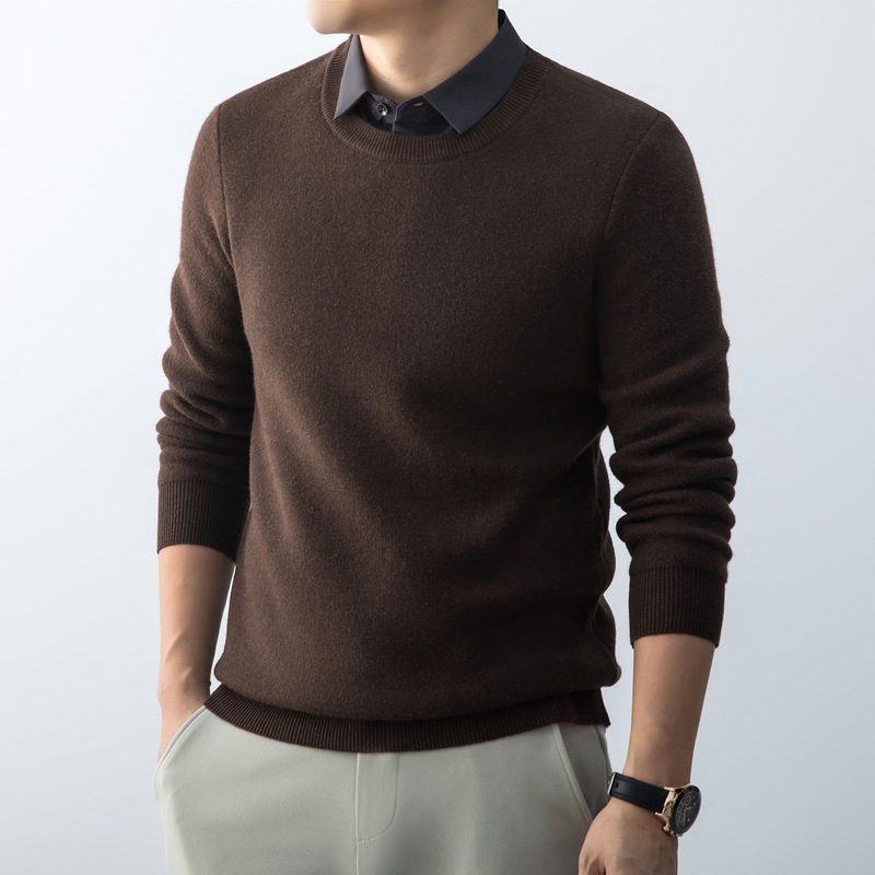 Winter New Men's Velvet Sweater Shirt Collar Fake Two-Piece Thickened Men's Bottoming Sweater Sweater Dropshipping