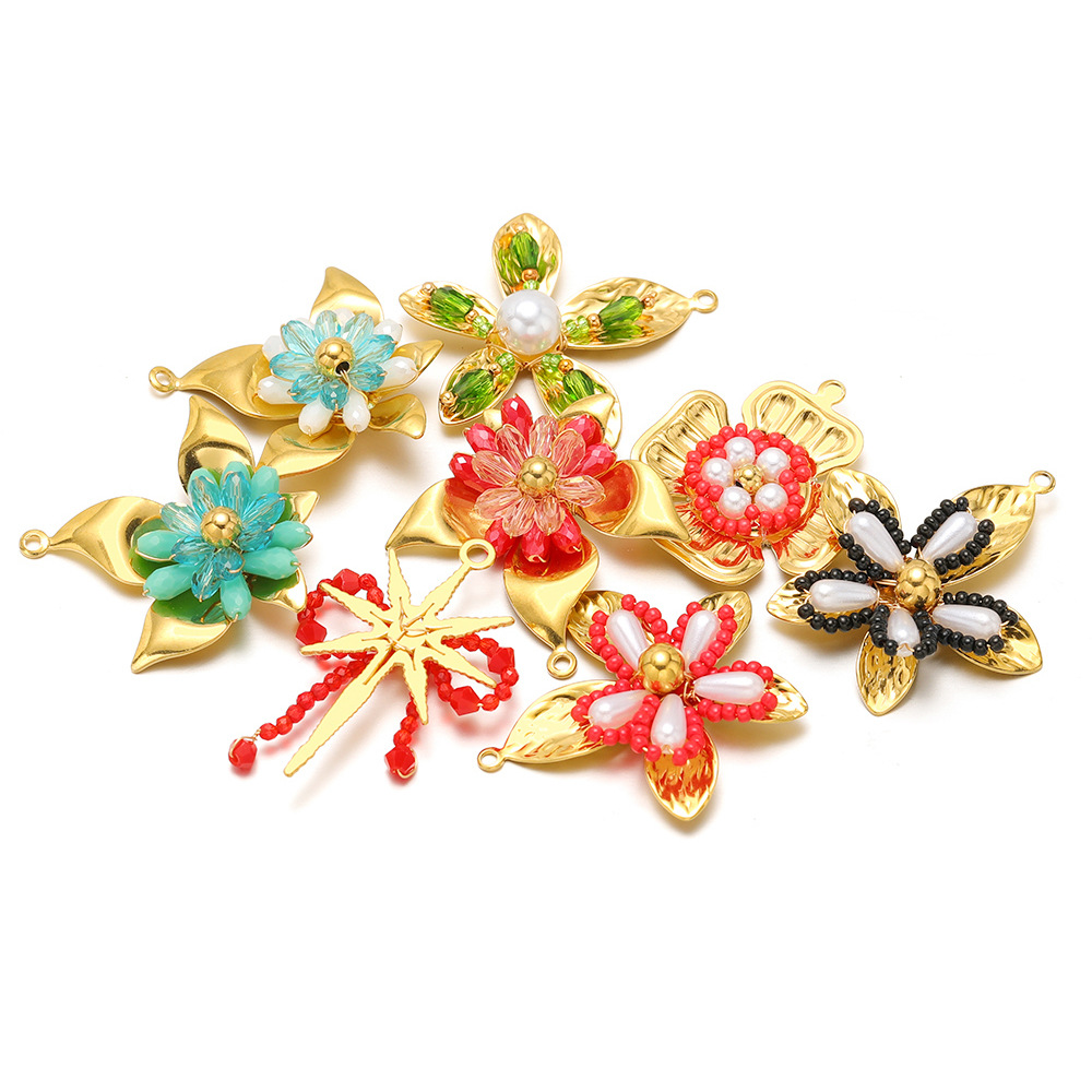 13g Weight Pendant Jewelry Making Type 3 PCS/Package 304 Stainless Steel Flower Polished Pendant Charms