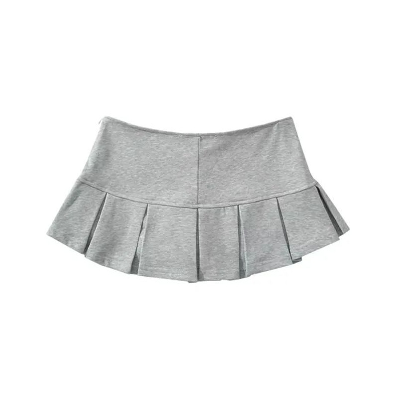 Grey Pleated Skirt Women's Summer New Skirt Low Waist Slimming A- line Skirt Hot Girls Anti-glare Sports Pants Short Skirt