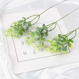 仿真绿植单支尤加利挂霜桉树叶婚礼家居装饰插花摆件diy仿真花