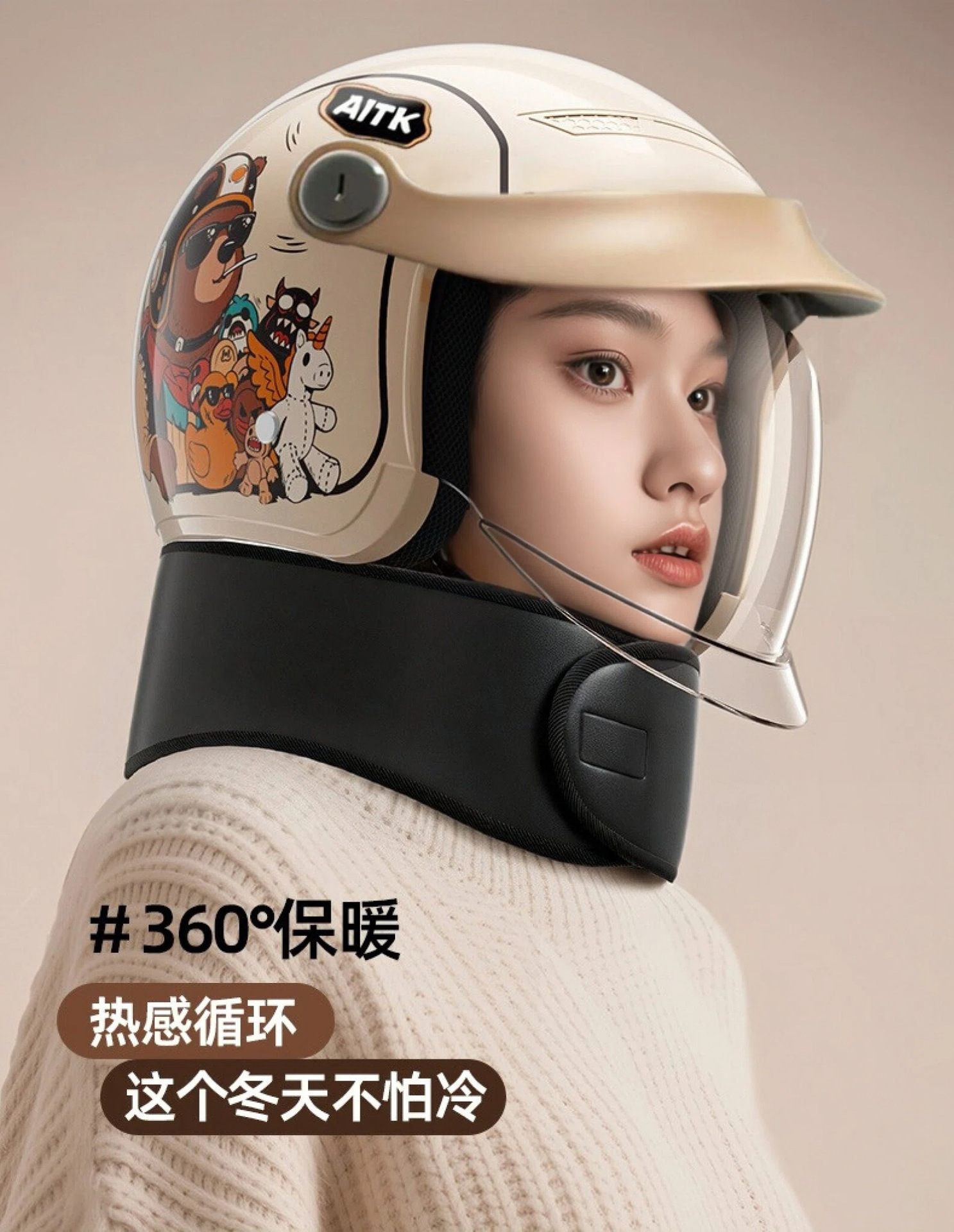 Cross-Border Electric Vehicle Helmets for Men and Women, Winter Warm Half-Helmets for Electric Bikes, Women's Retro Motorcycle Safety Helmets