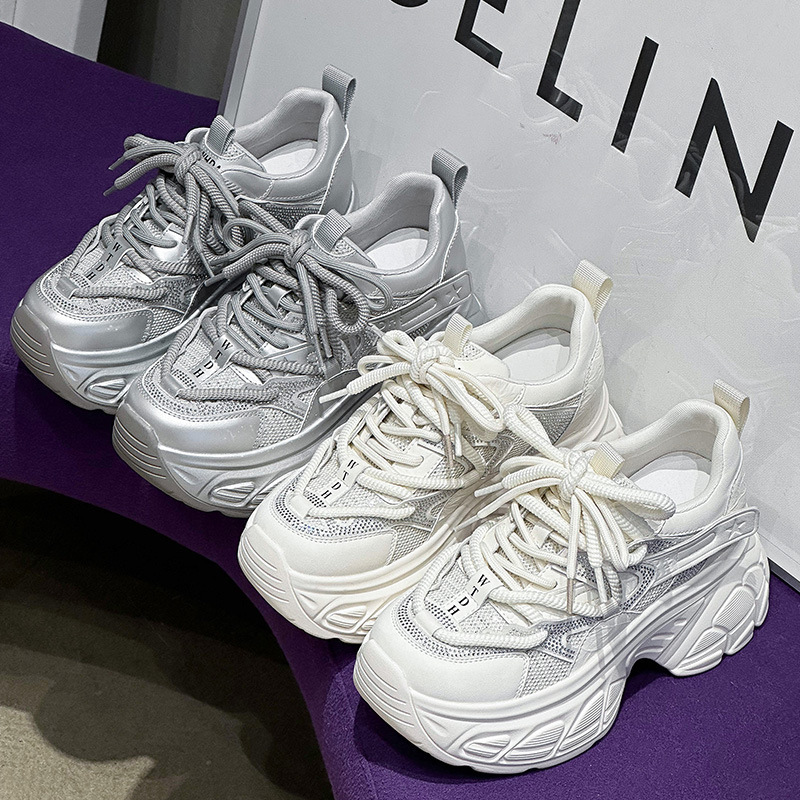 Small thick-soled dad shoes 2025 spring new fashion rhinestone increased women's shoes sneaker women's Joker Small thick-soled dad shoes 2025 spring new fashion rhinestone increased women's shoes sneaker women's Joker