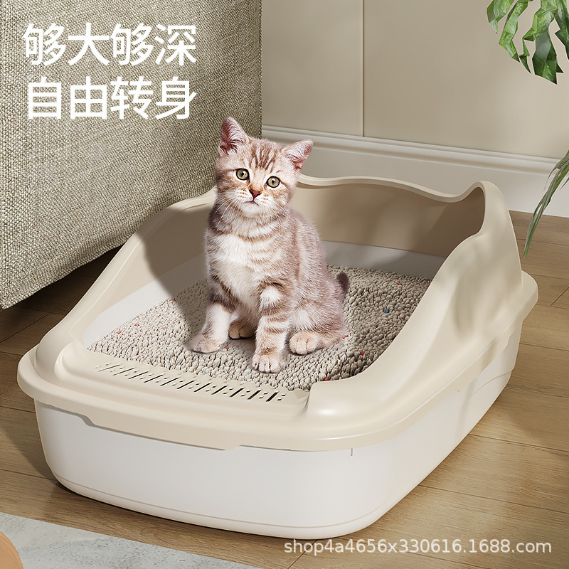 Baña de arena para gatos, cerca alta, semicerrada, inodoro para gatos, artículos para mascotas lavables, suministro transfronterizo