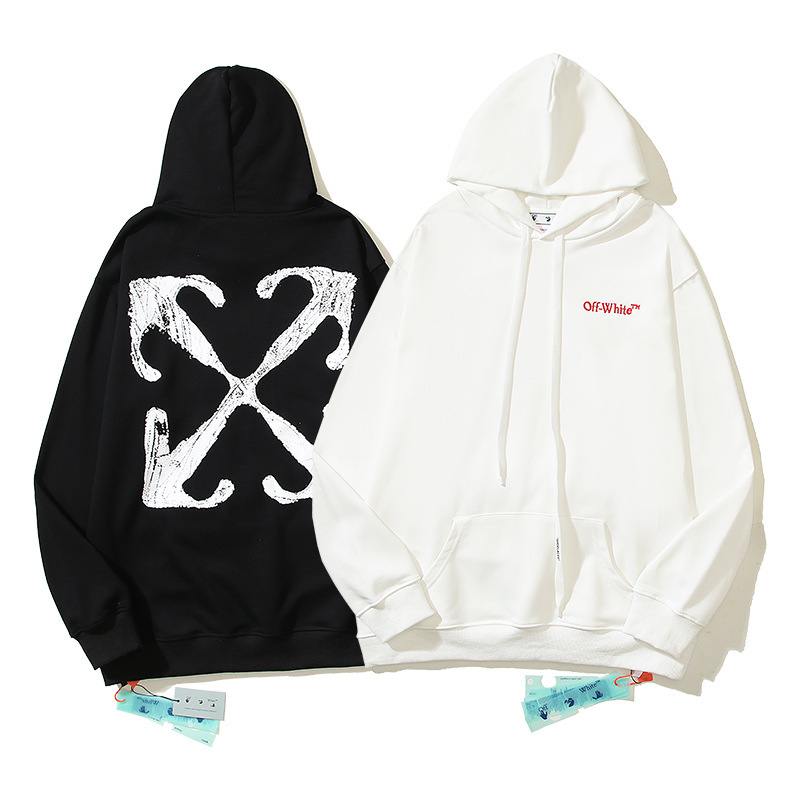 Cross-Border fashion brand off-white ow embroidered letter printed pullover men's and women's same hooded hoodie autumn and winter Cross-Border fashion brand off-white ow embroidered letter printed pullover men's and women's same hooded hoodie autumn and winter
