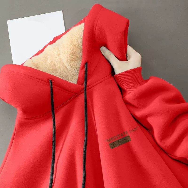 Кашемировая толстовка с капюшоном, зимняя свободная повседневная универсальная кашемировая куртка с капюшоном для пар, утолщенная 2024