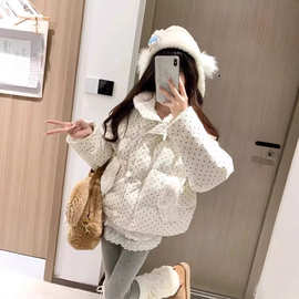 奶呼呼软妹波点面包服加厚软糯外套2025冬季可爱减龄学院风棉服女