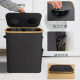 Source Factory Foldable Recycling Bottle Box with Lid Bamboo Oxford Cloth Storage Basket Household Bottle Collection Box with Inner Bag