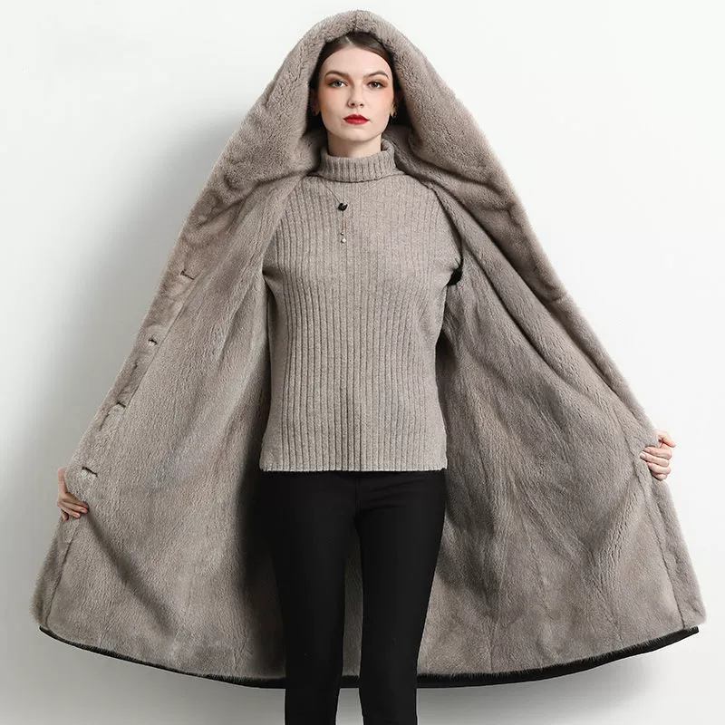 Down coat (women's), mid‑length, European style, warm insulated winter jacket