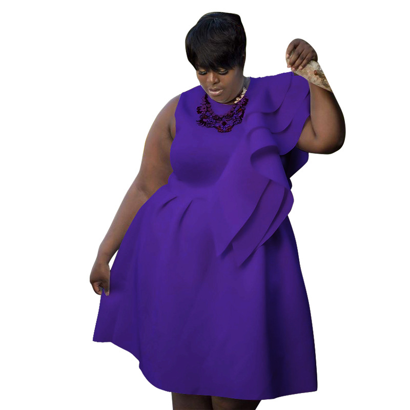Women's Clothing Plus Size Clothes Sexy Round Neck A-Line Dress African Style Evening Gown Thin Summer Beach Casual_ecoleips.com