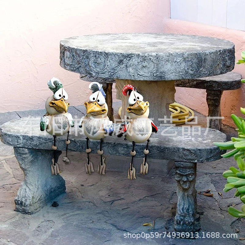 Estatua Divertida de Gallo de Resina Decorativo para Escritorio
