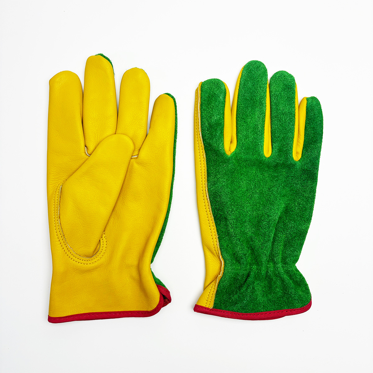 Guantes de trabajo de cuero de vaca guantes de protección de cuero de soldadura mecánica de jardín image 3