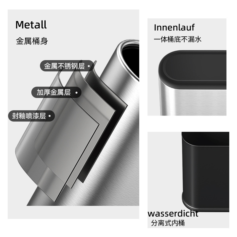 Basura muy estrecha para inodoro de alta calidad sin tapa de acero inoxidable sala de estar doméstica dormitorio hotel cubo de hendidura