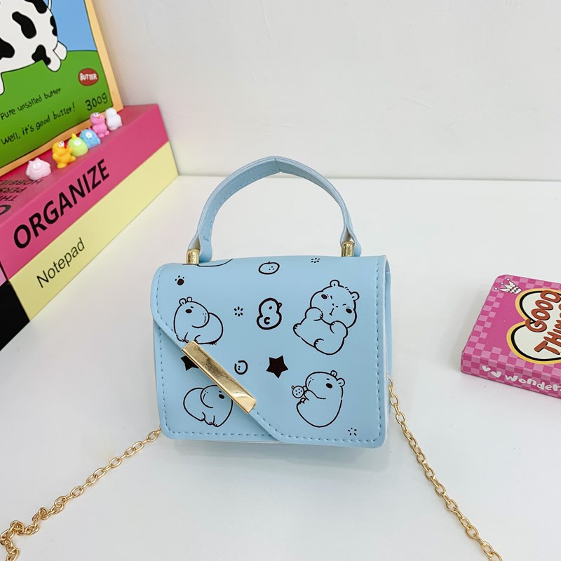 Bolso de hombro para niños y niñas de estilo coreano, bolso de bebé con estampado de estilo occidental lindo de dibujos animados, nuevo mini bolso de cadena para niños