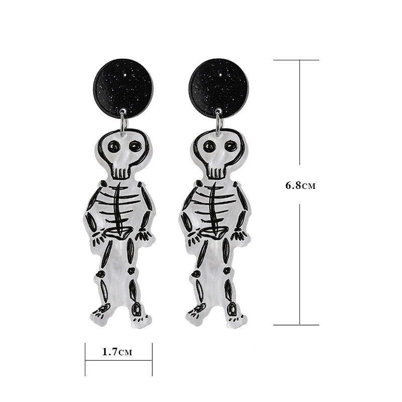 Halloween Ghost Skull Acrylic Female Stud Earrings Eccentric Personality Festival Cartoon Earrings Bones Man Castle Accessories display picture 1