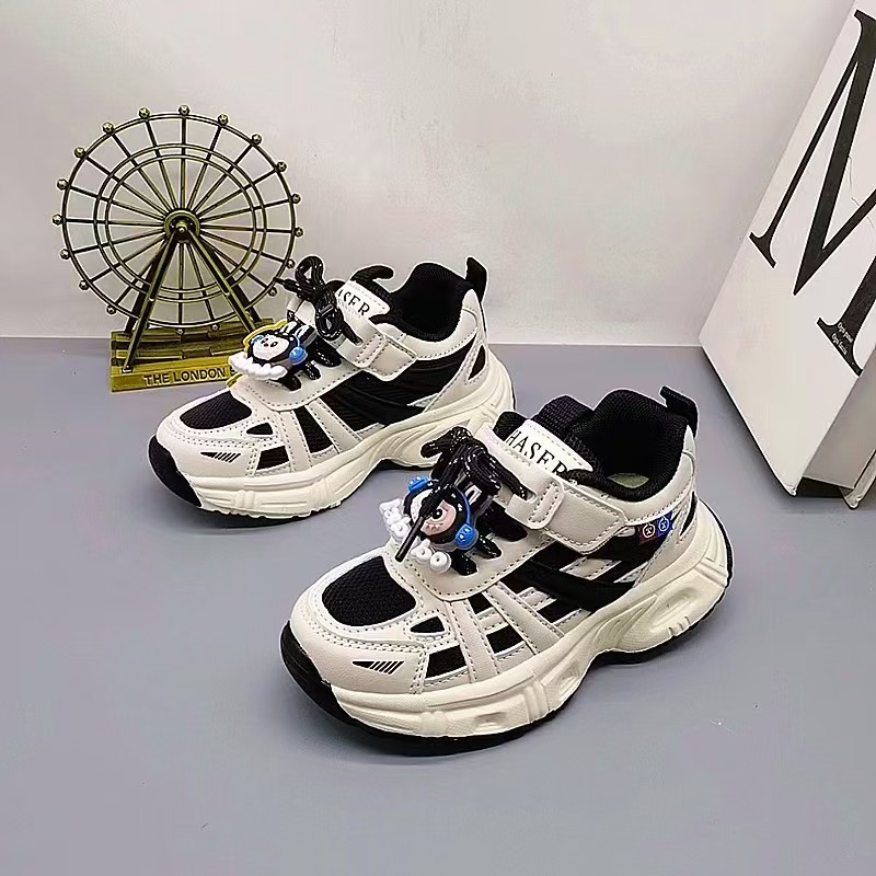 Croton Keqiu nuevas zapatillas deportivas botones giratorios zapatos deportivos de cuero zapatos deportivos de fondo ligero para niños pequeños y medianos zapatos para correr zapatos de cuero para niños