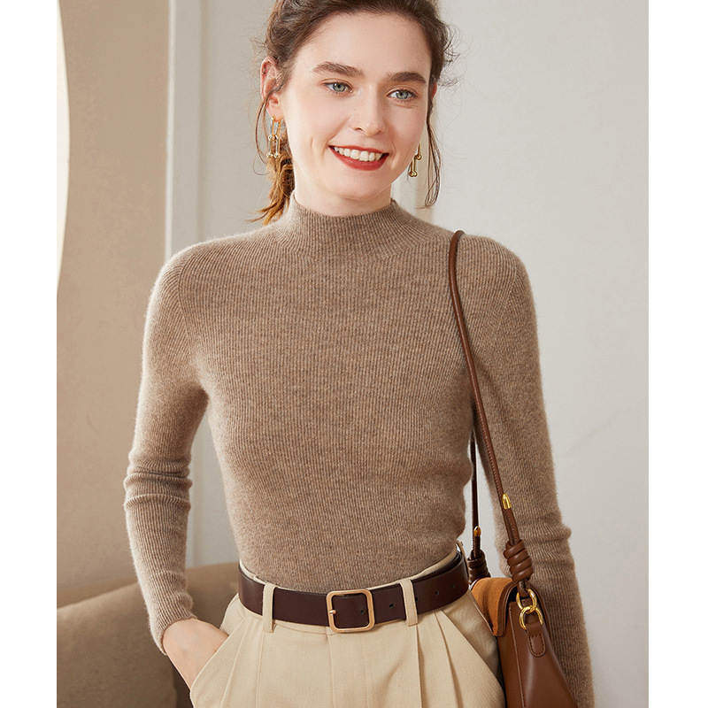 First-Line Ready-To-Wear Cashmere Knitted Bottoming Shirt Women's Long-Sleeved Top Slim Fit Warm Comfortable Soft Skin-Friendly Top