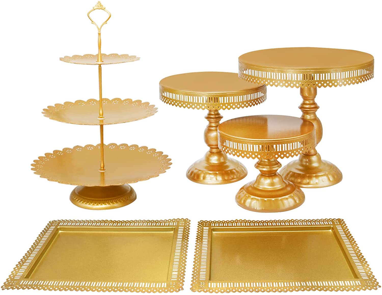 6 ronda soporte de la torta taza papel metal postre placa bandeja traje adecuado para boda fiesta cumpleaños