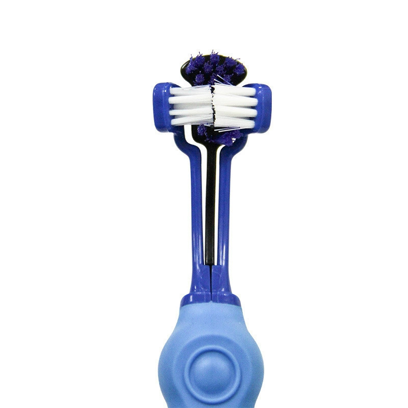 Productos para mascotas de explosión transfronteriza cepillo de dientes de tres extremos cepillo de dientes tridimensional cepillo de dientes multiángulo cepillo de dientes oral para perros y gatos image 4