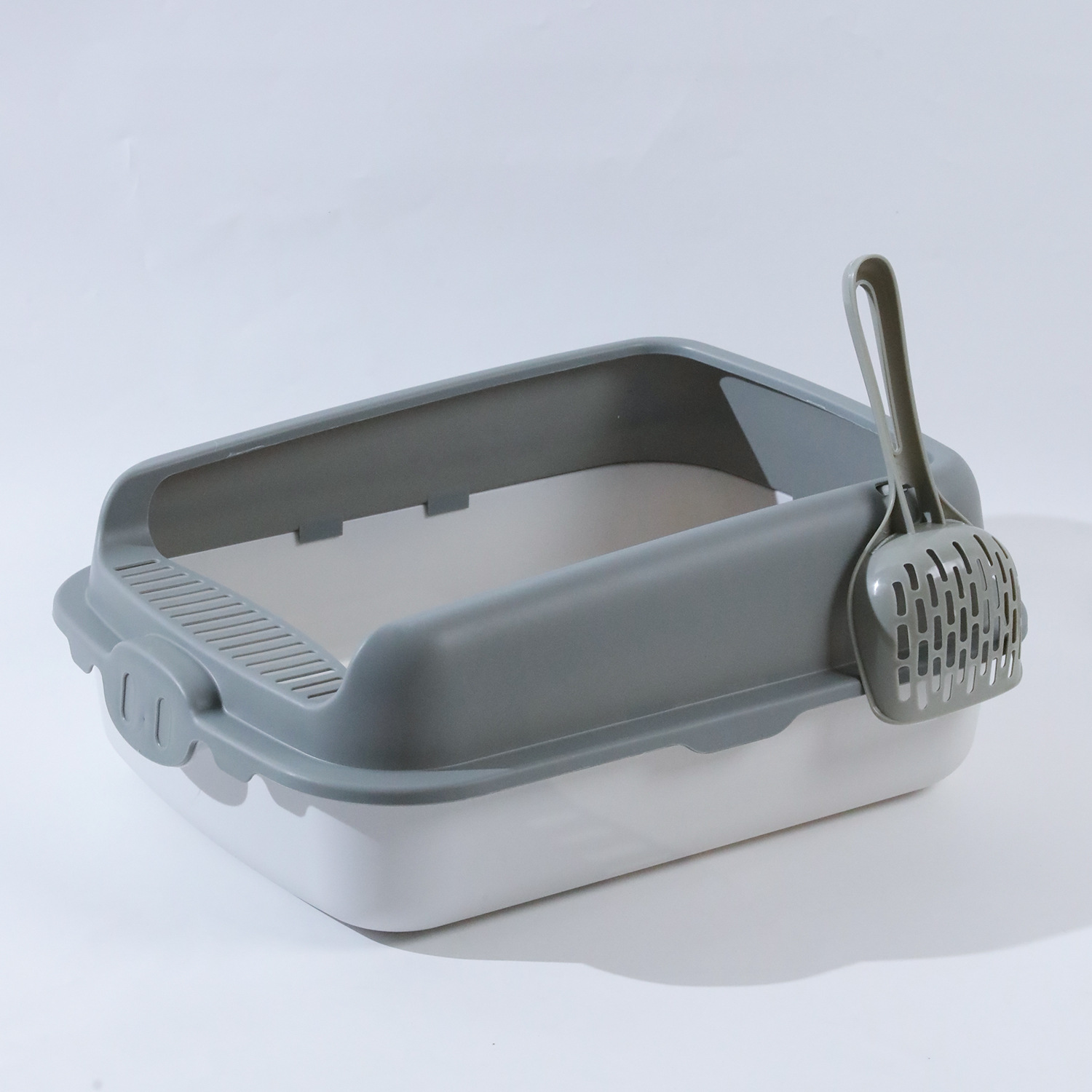 Lavabo de arena para gatos, inodoro para gatos semicerrado de gran tamaño, cerca alta, palangana de heces para gatos, palangana de arena para gatos, suministros para mascotas para gatos