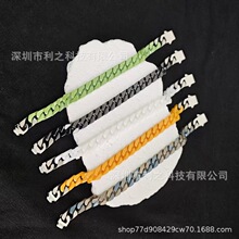 白色黑色彩色陶瓷古巴链高级感小众嘻哈多色高街钛钢手链男潮款