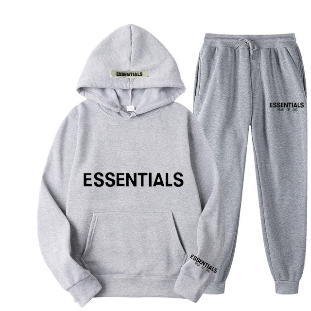 TEMOR DE DIOS doble línea Essentials Zambia moda marca pecho impreso LOGO pareja HOODIE sweater NIEBLA