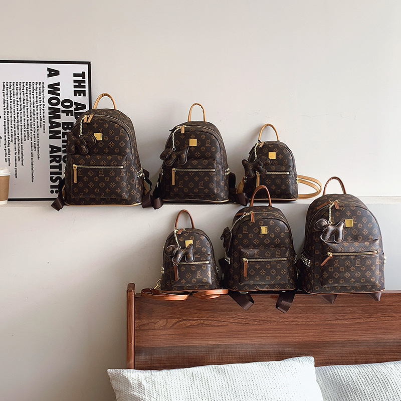 跨境印花质感双肩包新款复古潮搭时尚气质双肩包轻便通勤背包