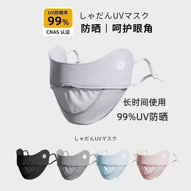 Summer Round Label Sun Protection Mask for Women, Breathable Mesh Eye Protection, Outdoor Cycling Anti-Uv Face Mask for Men