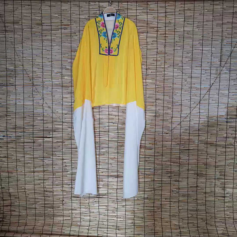 戏曲服装青衣京剧排练服戏剧花旦小姐练功服软水袖演出上衣女甩袖|undefined