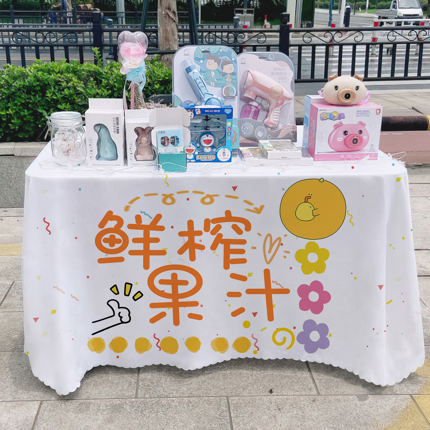 Jugo de fruta fresco toal de mesa letrero gourmet mercado nocturno en línea barraca de tela publicitaria pancarta