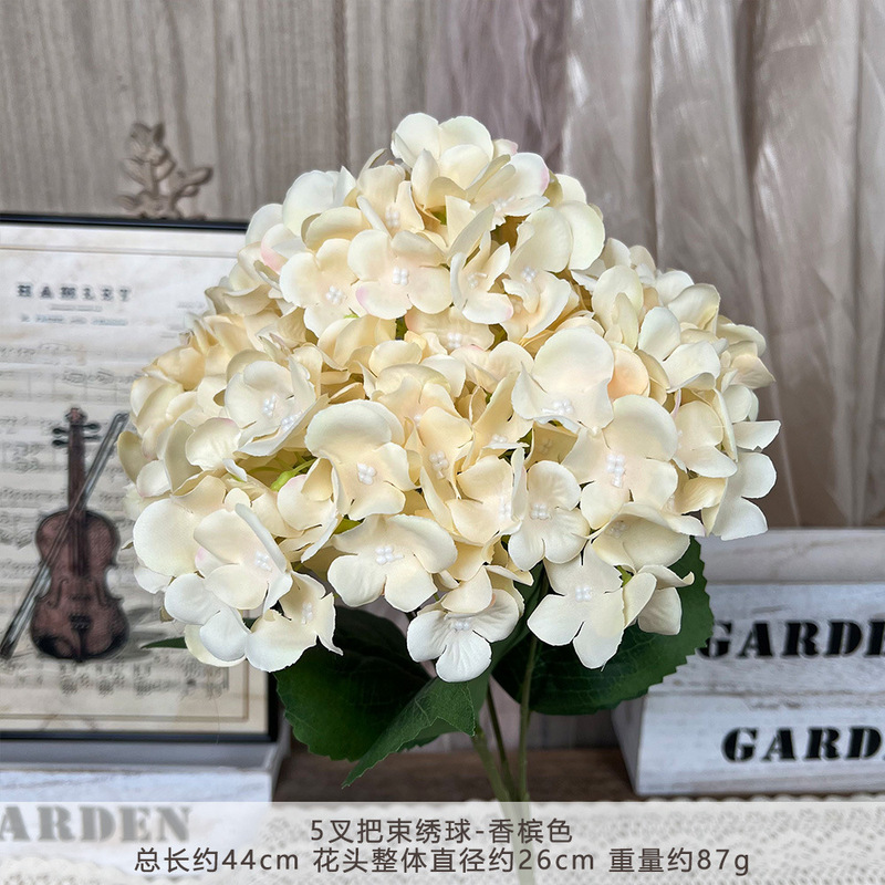 5頭の紫陽花、結婚式用造花、モール生地の紫陽花、結婚式場のフラワーアレンジメント、装飾フラワーアレンジメント、シルクフラワー卸売|undefined