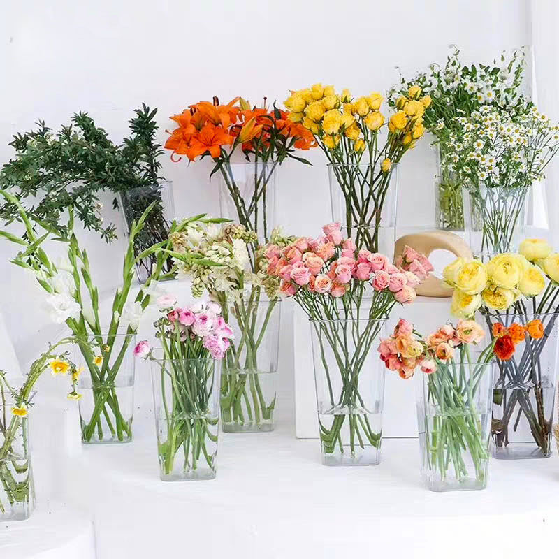 醒花桶深水桶养花桶亚克力插花瓶花店插花桶鲜花花筒透明塑料家用
