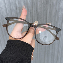 韩系百搭ins风近视眼镜女可配度数大框素颜茶色方圆脸眼镜框大脸